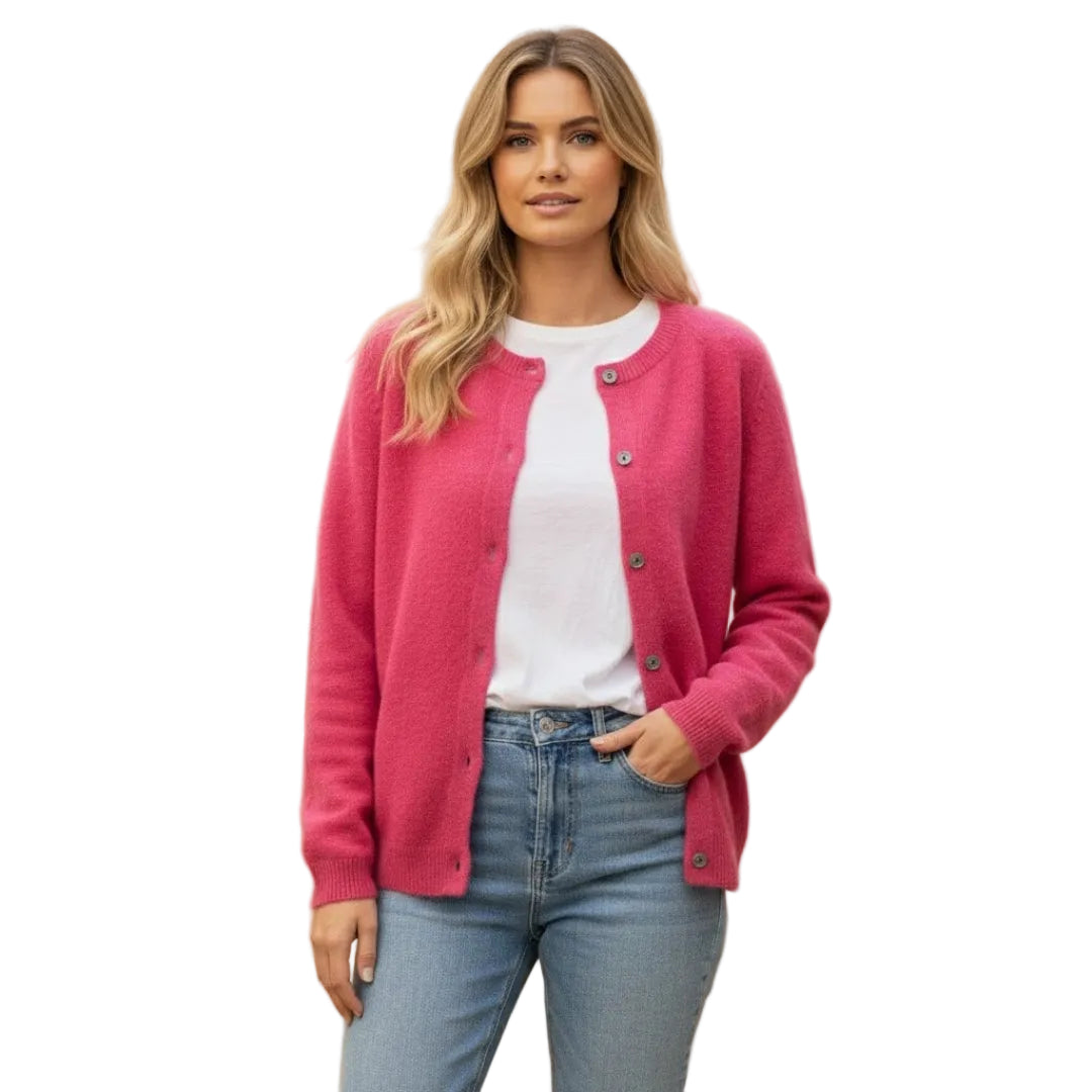 Women’s Cardigan with Round Neck and Button Front