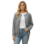 Women’s Cardigan with Round Neck and Button Front