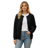 Women’s Cardigan with Round Neck and Button Front