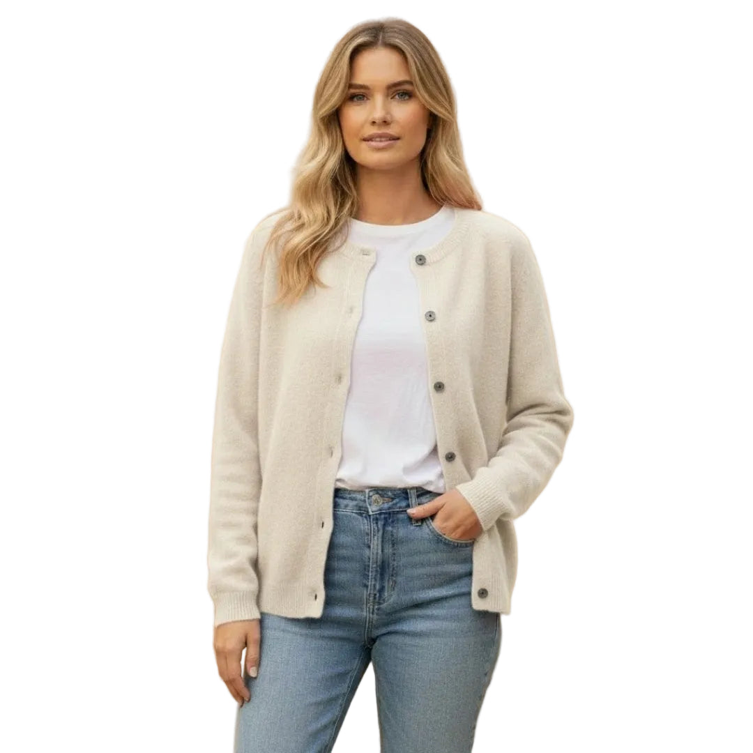 Women’s Cardigan with Round Neck and Button Front