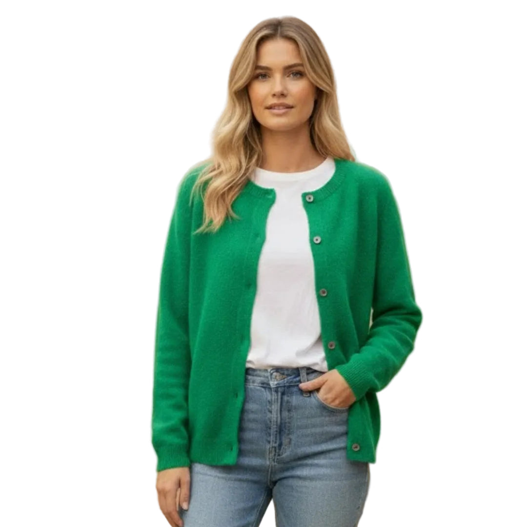 Women’s Cardigan with Round Neck and Button Front