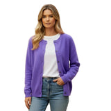 Women’s Cardigan with Round Neck and Button Front