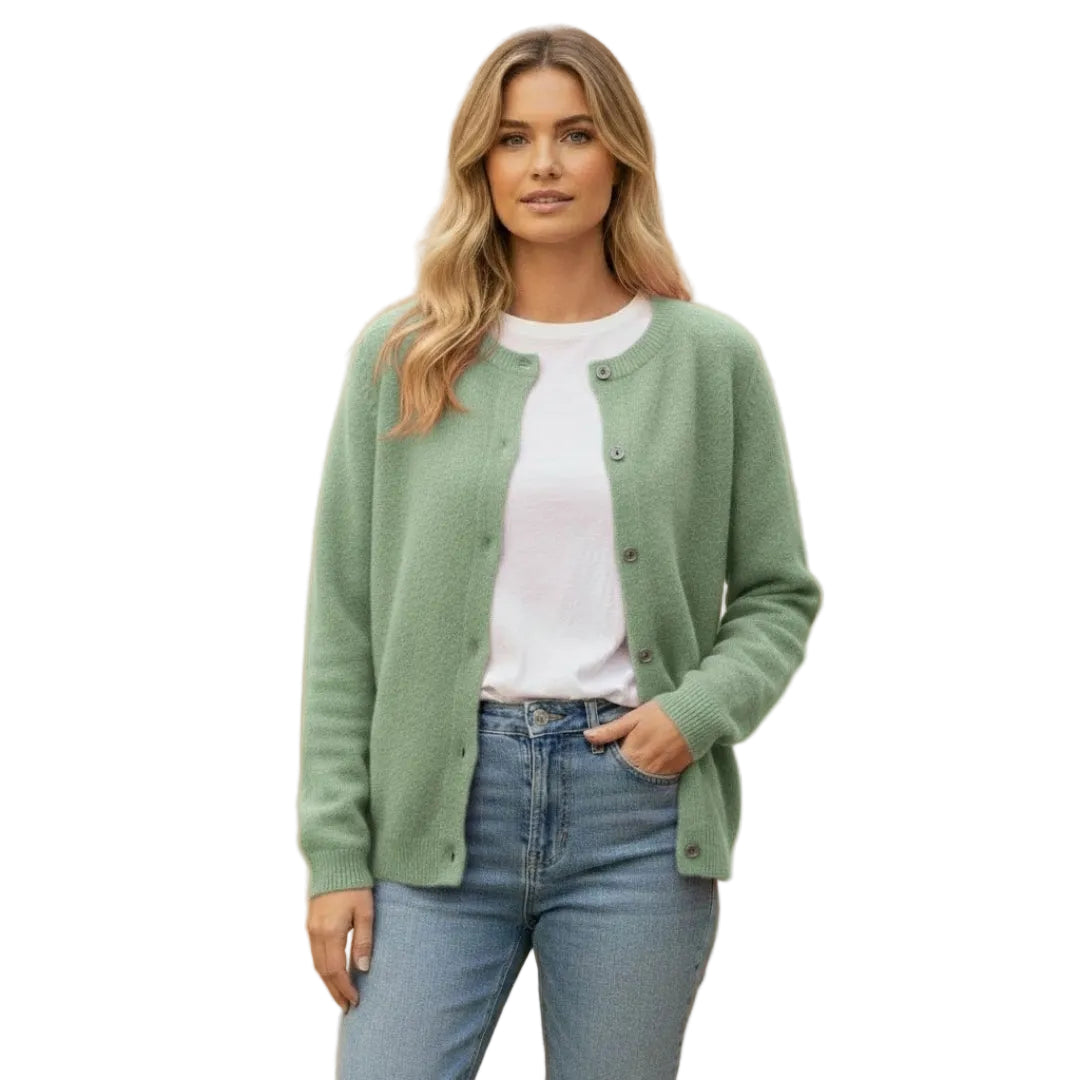 Women’s Cardigan with Round Neck and Button Front