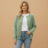 Women’s Cardigan with Round Neck and Button Front