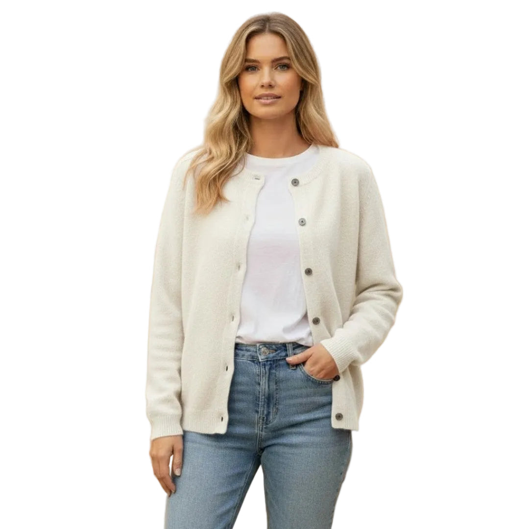 Women’s Cardigan with Round Neck and Button Front