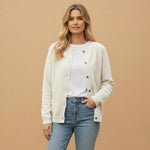 Women’s Cardigan with Round Neck and Button Front