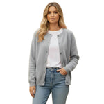 Women’s Cardigan with Round Neck and Button Front