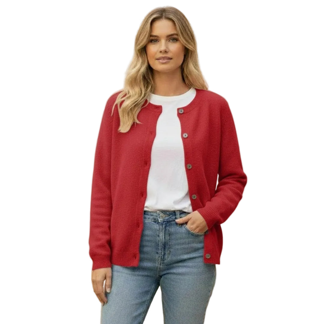 Women’s Cardigan with Round Neck and Button Front