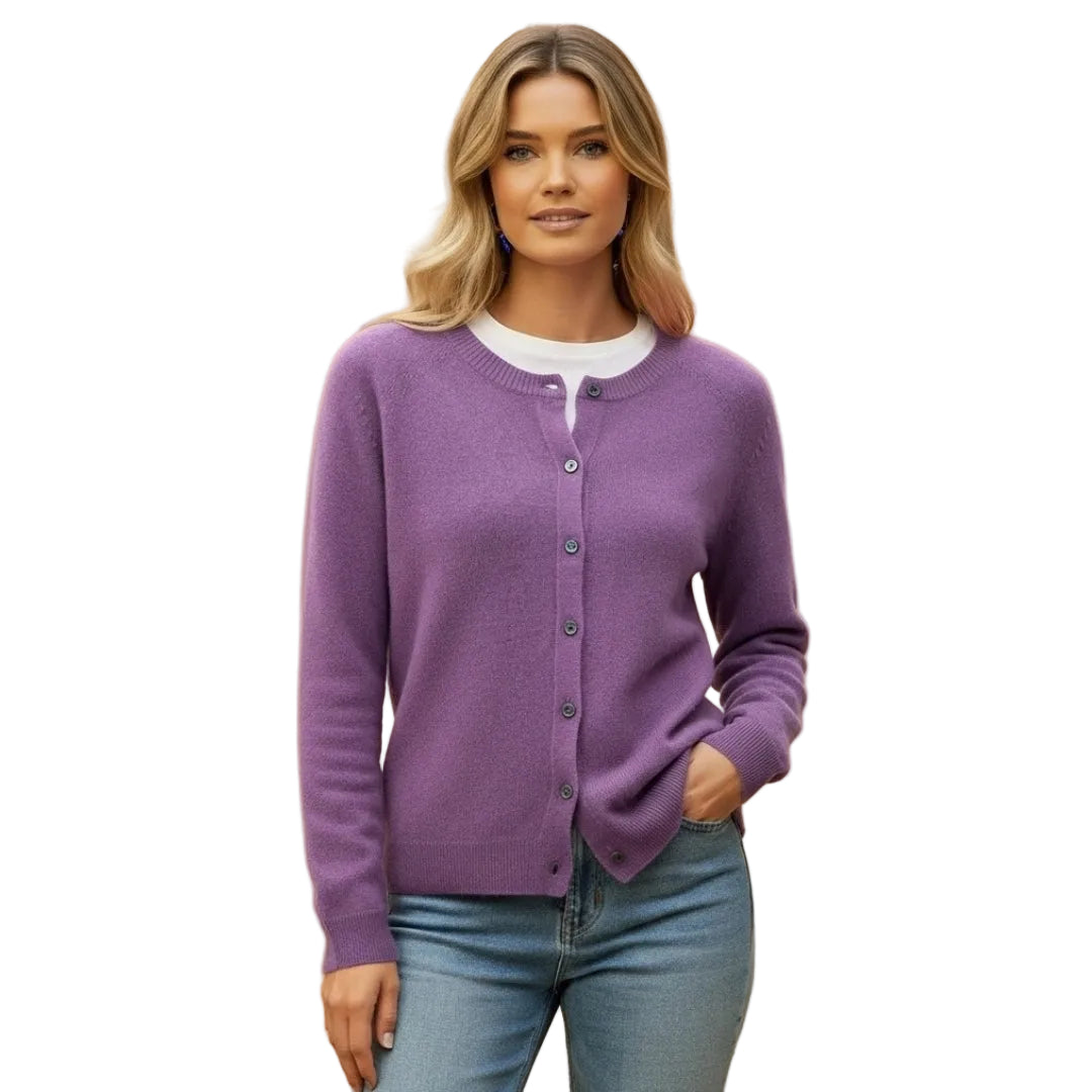 Women’s Cardigan with Round Neck and Button Front