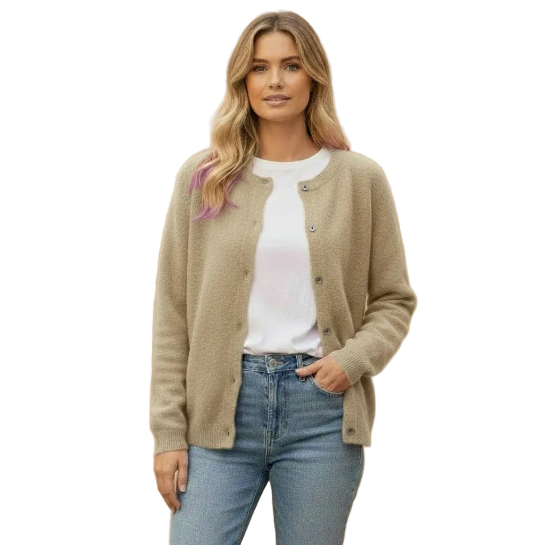 Women’s Cardigan with Round Neck and Button Front