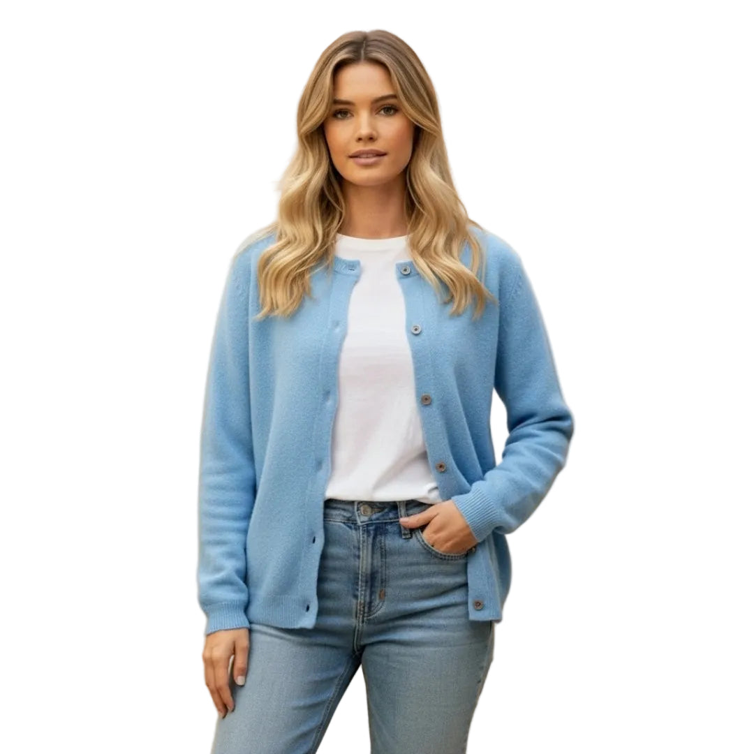 Women’s Cardigan with Round Neck and Button Front