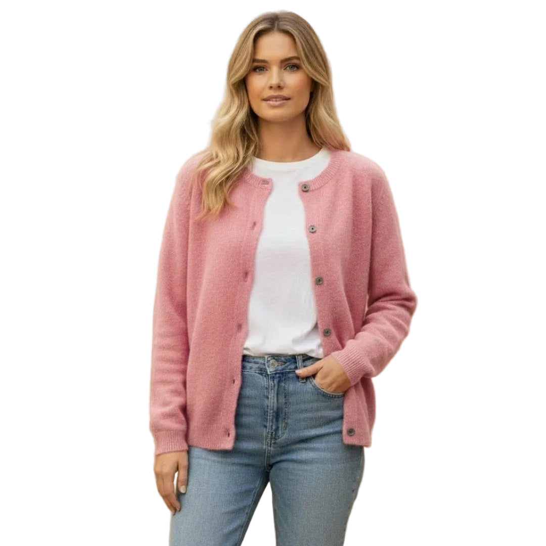 Women’s Cardigan with Round Neck and Button Front