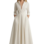 Delira | Women midi dress with shirt collar and long sleeves