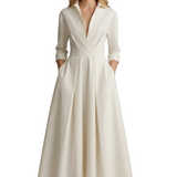 Delira | Women midi dress with shirt collar and long sleeves