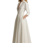 Delira | Women midi dress with shirt collar and long sleeves