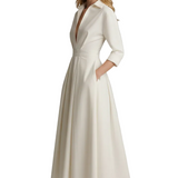 Delira | Women midi dress with shirt collar and long sleeves