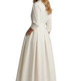 Delira | Women midi dress with shirt collar and long sleeves