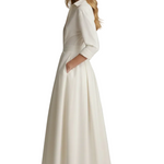 Delira | Women midi dress with shirt collar and long sleeves