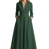 Delira | Women midi dress with shirt collar and long sleeves