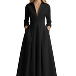 Delira | Women midi dress with shirt collar and long sleeves