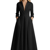 Delira | Women midi dress with shirt collar and long sleeves
