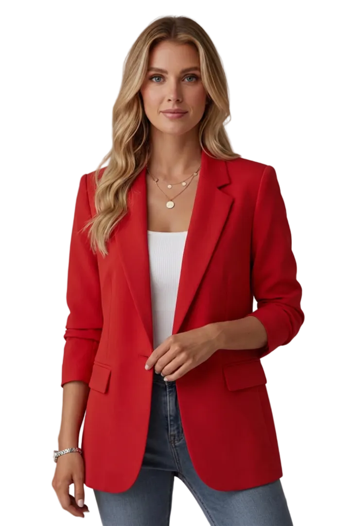 Women’s Blazer with Notched Lapel and Single Button