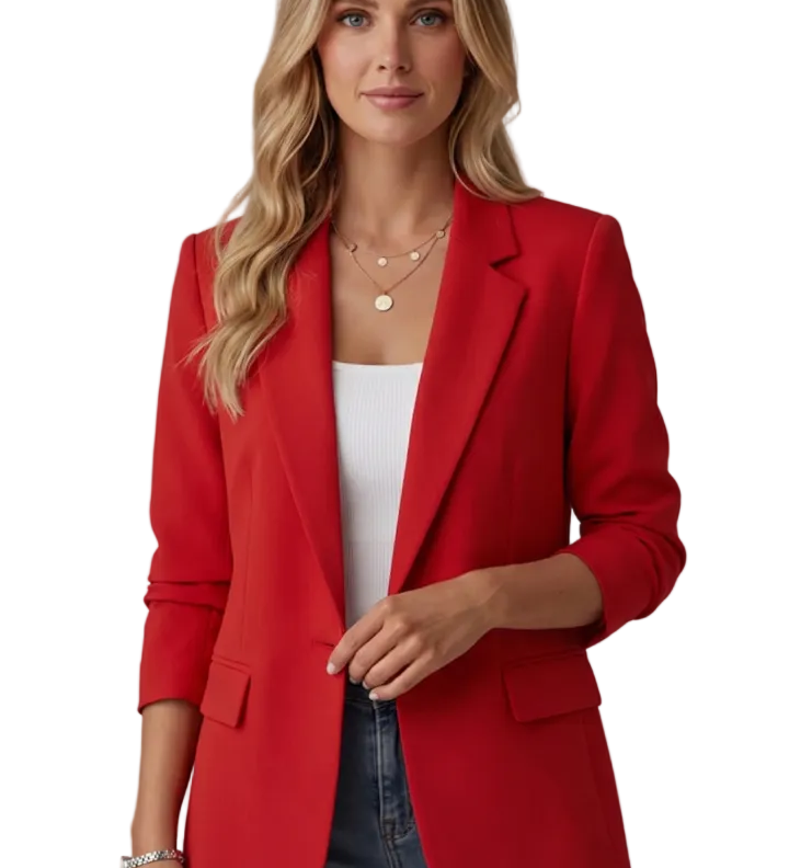 Women’s Blazer with Notched Lapel and Single Button