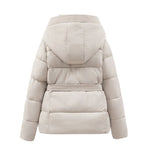 Women's Puffer Jacket with Hood and Belt for Winter Coats