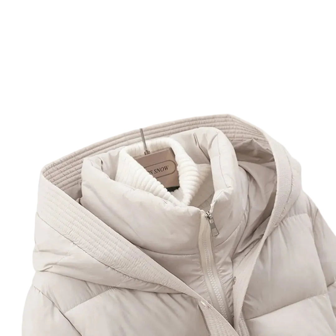 Women's Puffer Jacket with Hood and Belt for Winter Coats