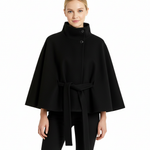 Ivanna Manteau Laine Femme – Col Haut Élégant avec Ceinture Amovible & Coupe Décontractée