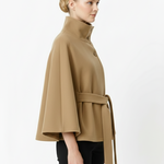 Ivanna Manteau Laine Femme – Col Haut Élégant avec Ceinture Amovible & Coupe Décontractée