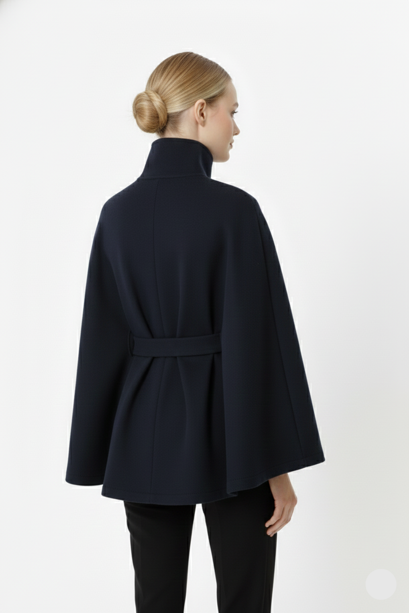 Ivanna Manteau Laine Femme – Col Haut Élégant avec Ceinture Amovible & Coupe Décontractée