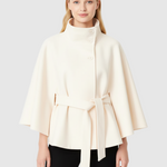 Ivanna Manteau Laine Femme – Col Haut Élégant avec Ceinture Amovible & Coupe Décontractée