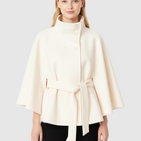 Ivanna Manteau Laine Femme – Col Haut Élégant avec Ceinture Amovible & Coupe Décontractée