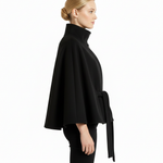 Ivanna Manteau Laine Femme – Col Haut Élégant avec Ceinture Amovible & Coupe Décontractée