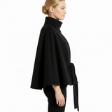 Ivanna Manteau Laine Femme – Col Haut Élégant avec Ceinture Amovible & Coupe Décontractée