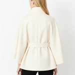 Ivanna Manteau Laine Femme – Col Haut Élégant avec Ceinture Amovible & Coupe Décontractée