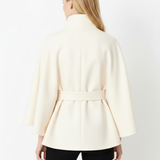 Ivanna Manteau Laine Femme – Col Haut Élégant avec Ceinture Amovible & Coupe Décontractée