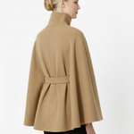 Ivanna Manteau Laine Femme – Col Haut Élégant avec Ceinture Amovible & Coupe Décontractée