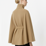 Ivanna Manteau Laine Femme – Col Haut Élégant avec Ceinture Amovible & Coupe Décontractée