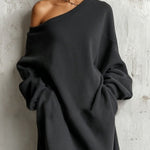 Black Off-shoulder Sweatshirt Maxi Dress