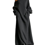 Black Off-shoulder Sweatshirt Maxi Dress