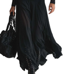 Nina - Vestido maxi preto em tule de corte solto