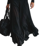 Nina - Vestido maxi preto em tule de corte solto