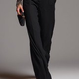 Black Chiffon Ruffled Sleeve Blouse And High-waisted Wide-leg Pants Set