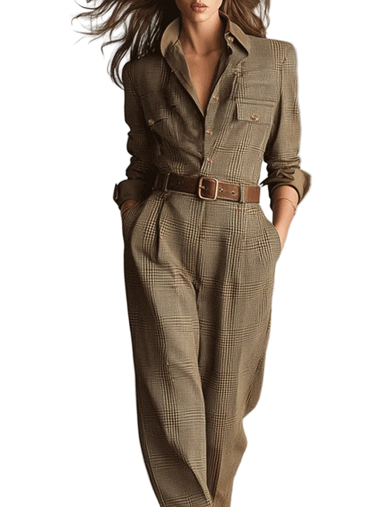 CLASSIC CHECKED JUMPSUIT WITH ELEGANT CUT