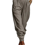 Cotton And Linen Blended Long Sleeve Shirt Jumpsuit
