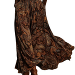 Vintage Stretch Velvet Top and Paisley Print Maxi Skirt Set(with belt)