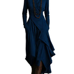 Purple High-neck Asymmetrical Pleated Maxi Dress（Necklace not included）