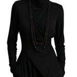 Purple High-neck Asymmetrical Pleated Maxi Dress（Necklace not included）